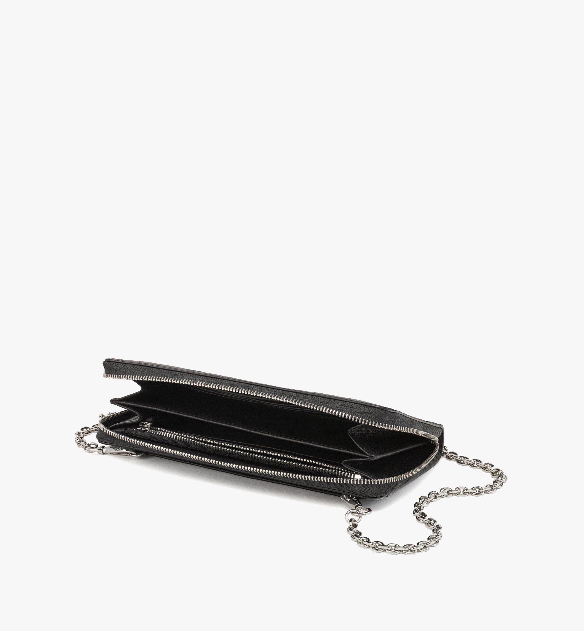 MCM Aren Chain Zip Around Wallet in Embossed Monogram Leather Black MYLDATA07BK001 Alternate View 1