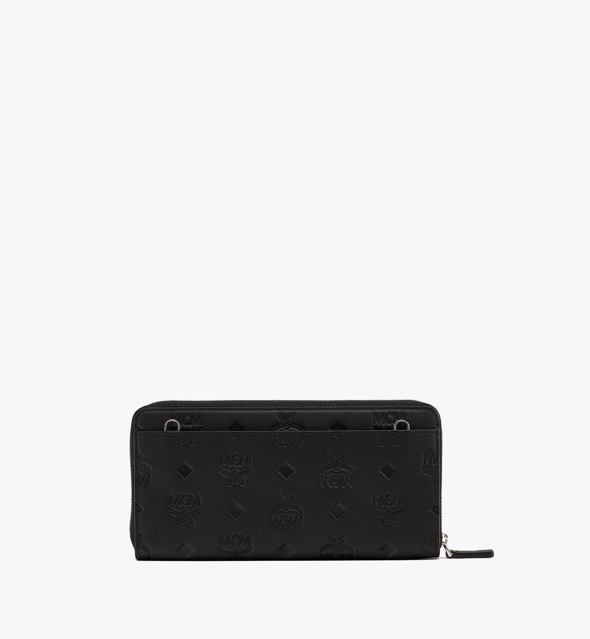MCM Aren Chain Zip Around Wallet in Embossed Monogram Leather Black MYLDATA07BK001 Alternate View 2
