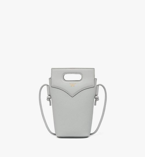 Diamond Crossbody Pouch in Embossed Leather and Calfskin